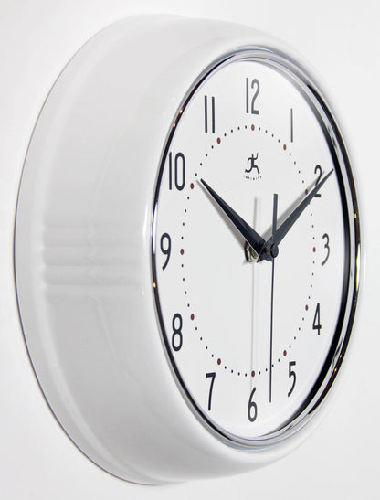 Retro Round White Indoor Wall Clock 9.5 Inch