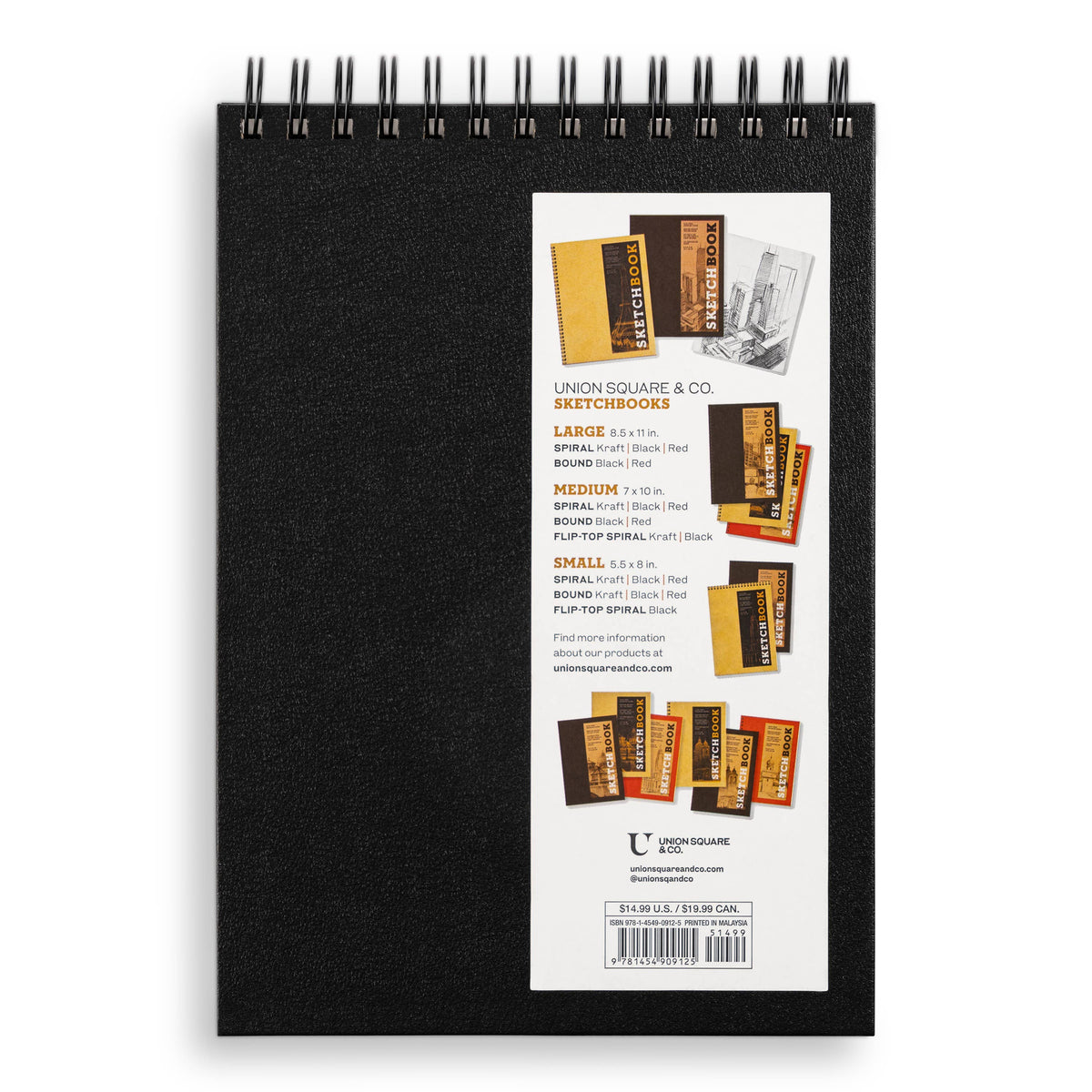 Medium Sketchbook 10x7"- Basic Spiral Fliptop Landsc (Black)