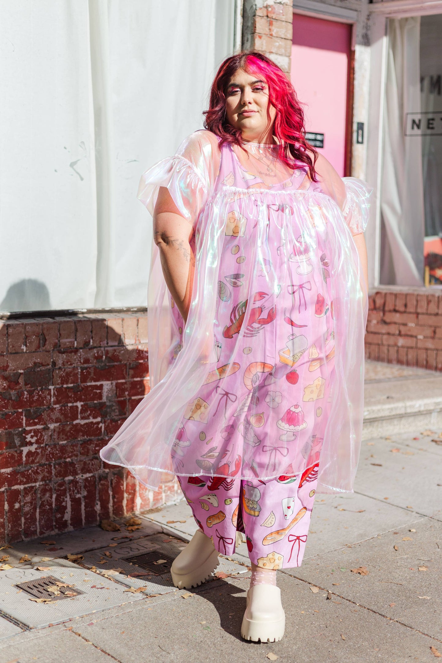 Size Inclusive Plus Size Ruffle Maxi Dress Sheer Pink