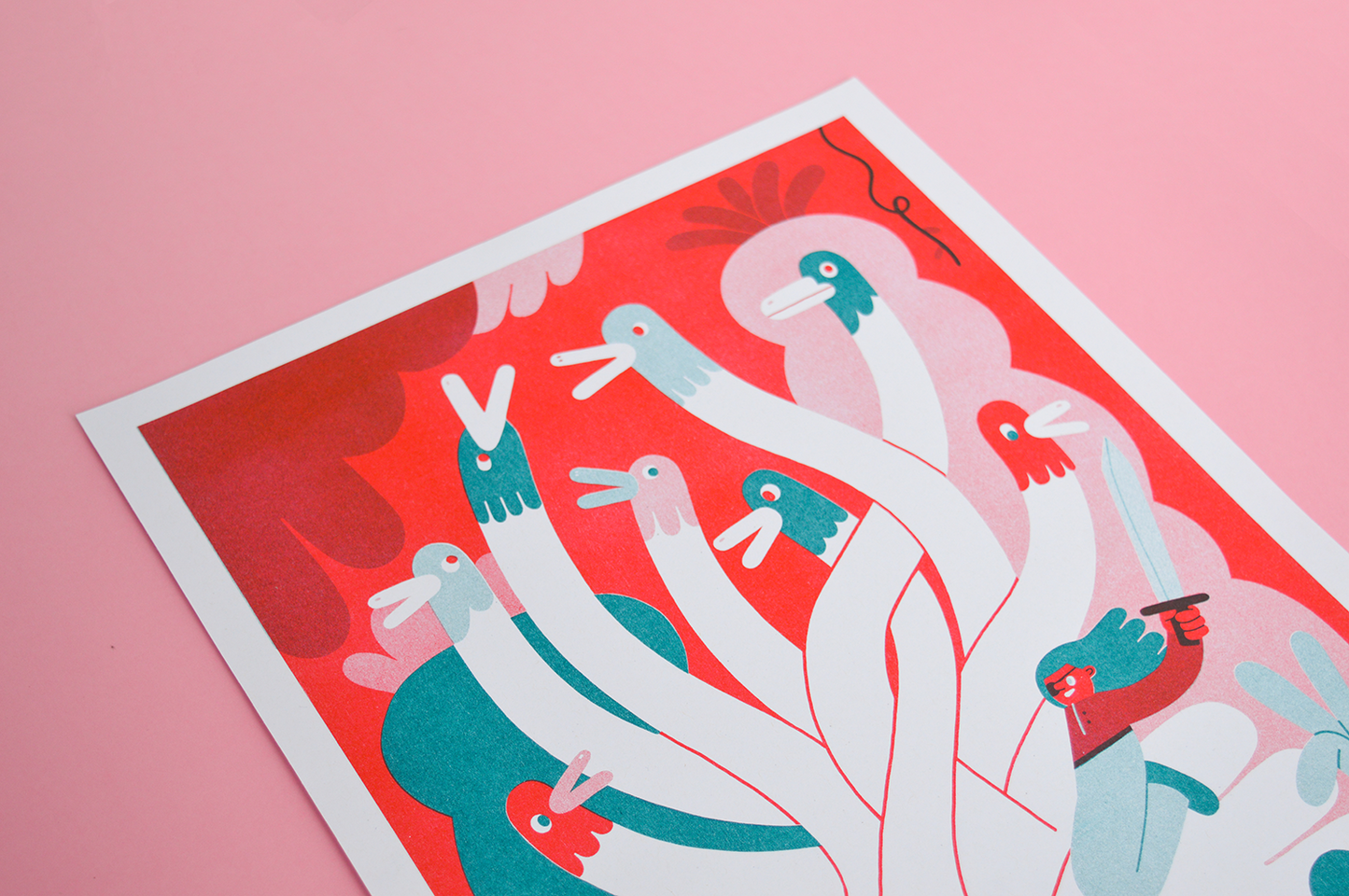 Duck Monster Risograph Print