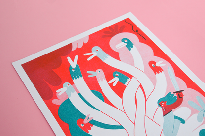 Duck Monster Risograph Print