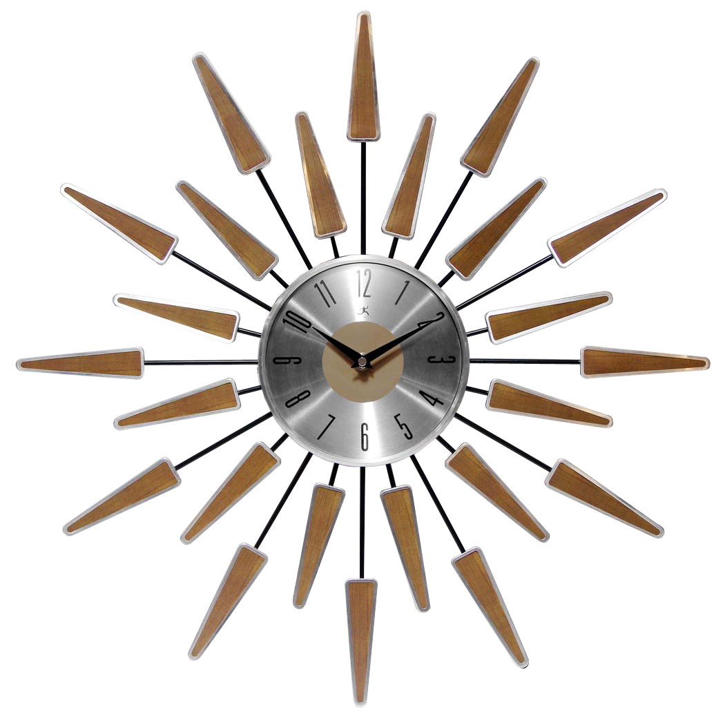 Midcentury/Modern Starburst Walnut Wall Clock