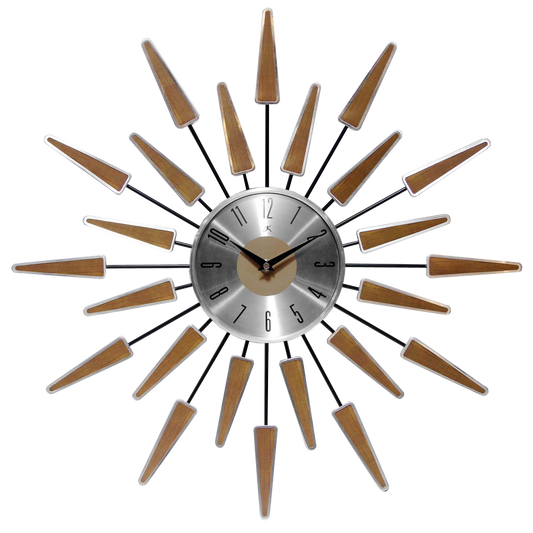 Midcentury/Modern Starburst Walnut Wall Clock