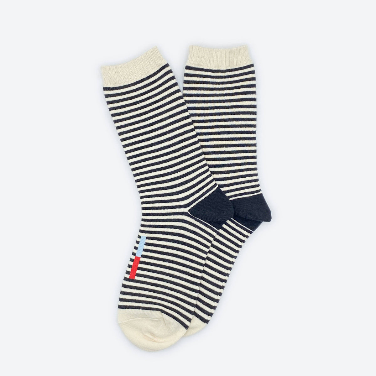 Cole Thin Stripe Crew Socks — Midnight