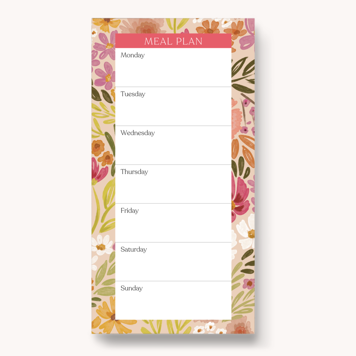 Floral Magnetic Meal Plan Notepad