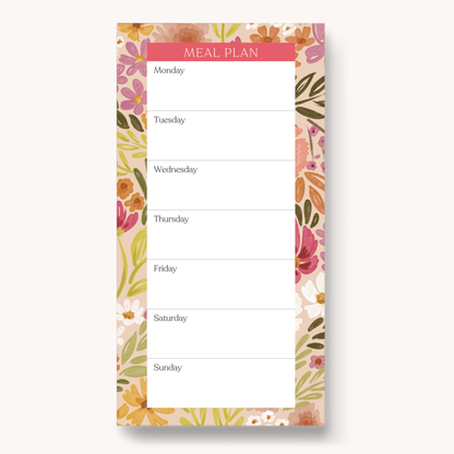 Floral Magnetic Meal Plan Notepad