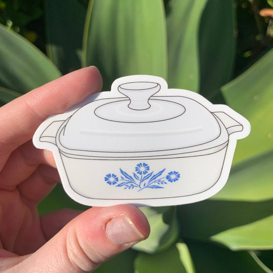 Blue Cornflower Corningware Casserole Sticker