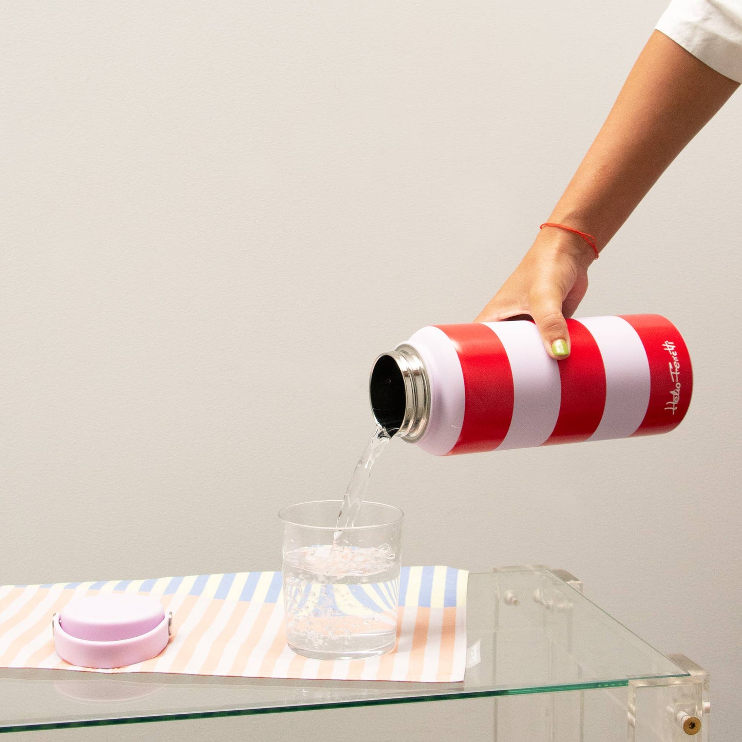 RED AND PINK STRIPED BOTTLE 1L HF