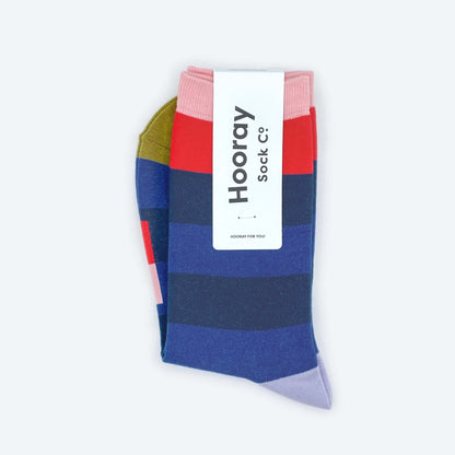 Fillmore Bold Stripe Crew Socks — Marina Blue