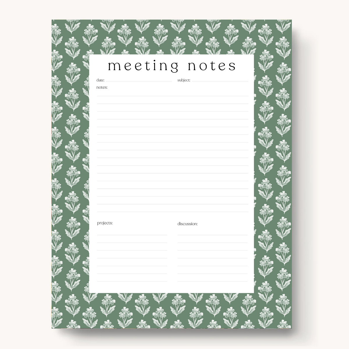 Floral Meeting Notes Notepad