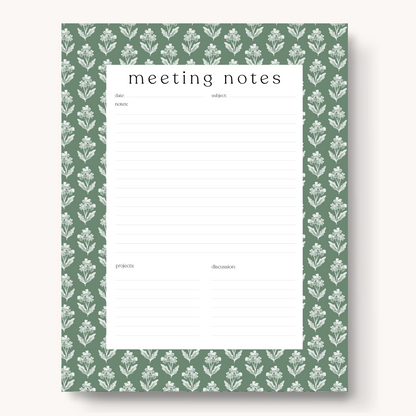Floral Meeting Notes Notepad