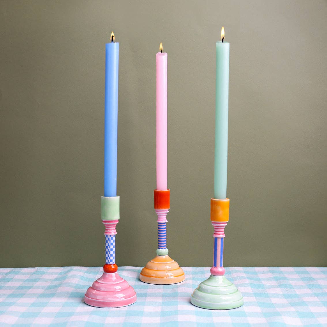 Enamel Candle Holder Set | Summer Home Decor Gifts |