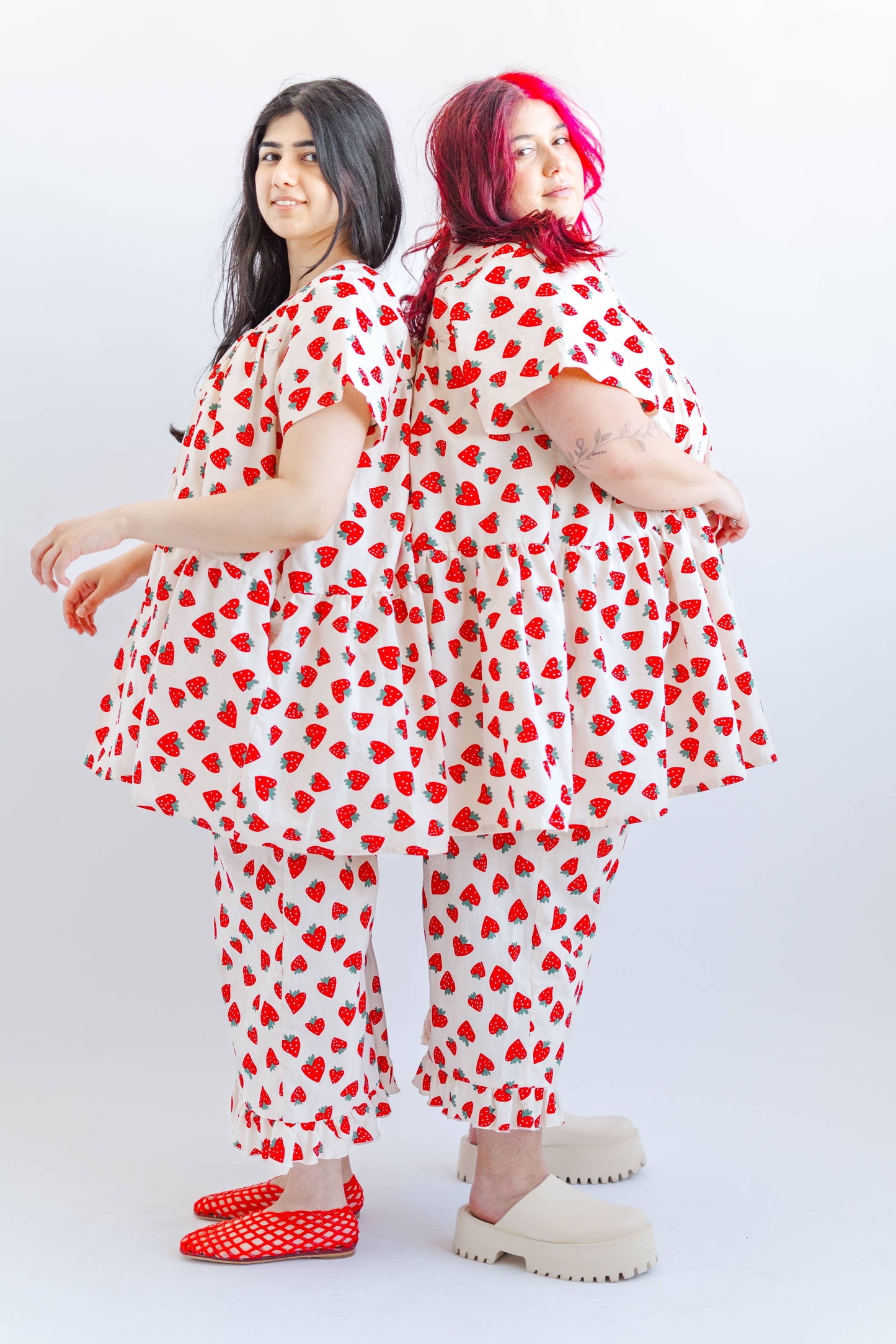 Size Inclusive Plus Size Strawberry Print Tiered Mini Dress