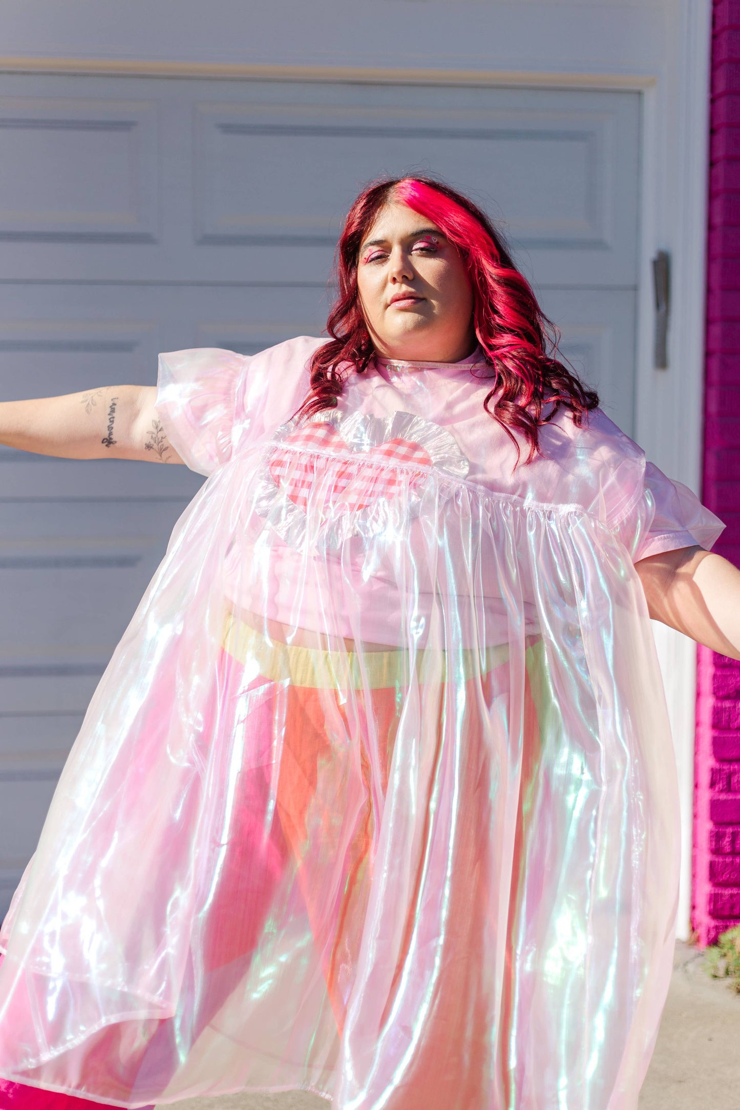 Size Inclusive Plus Size Ruffle Maxi Dress Sheer Pink