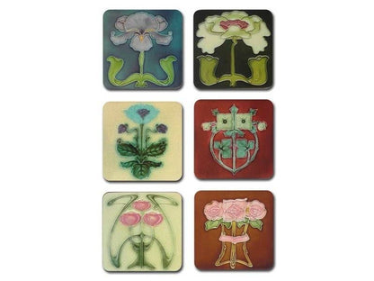 Coasters, Set Of 6, Art nouveau Tiles