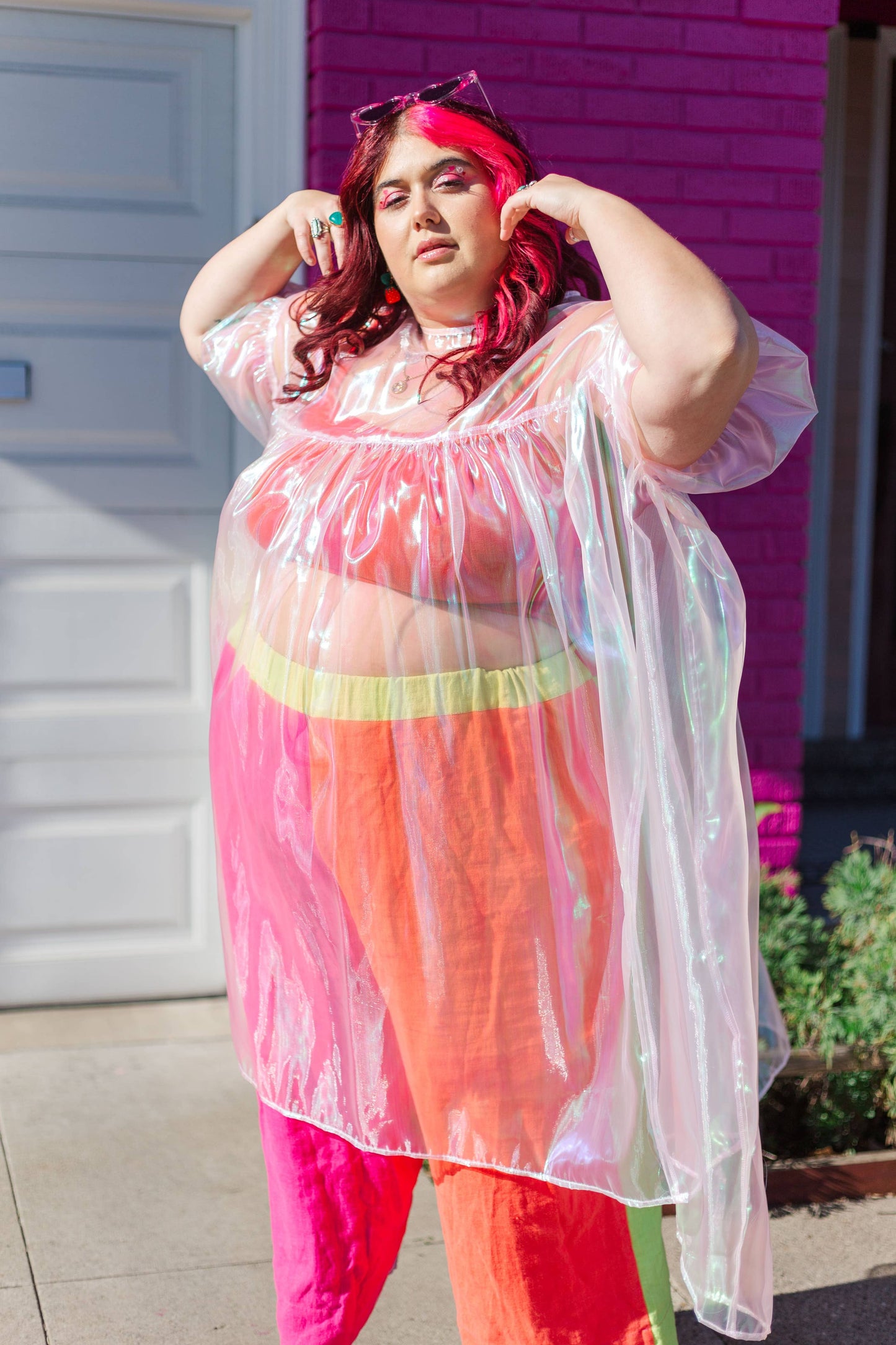 Size Inclusive Plus Size Ruffle Maxi Dress Sheer Pink