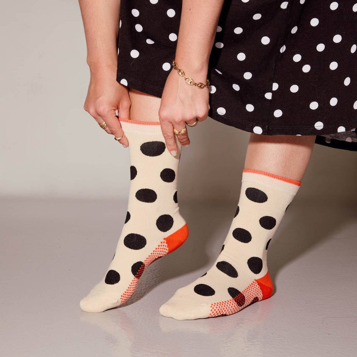 Panhandle Classic Dot Crew Socks — Cream