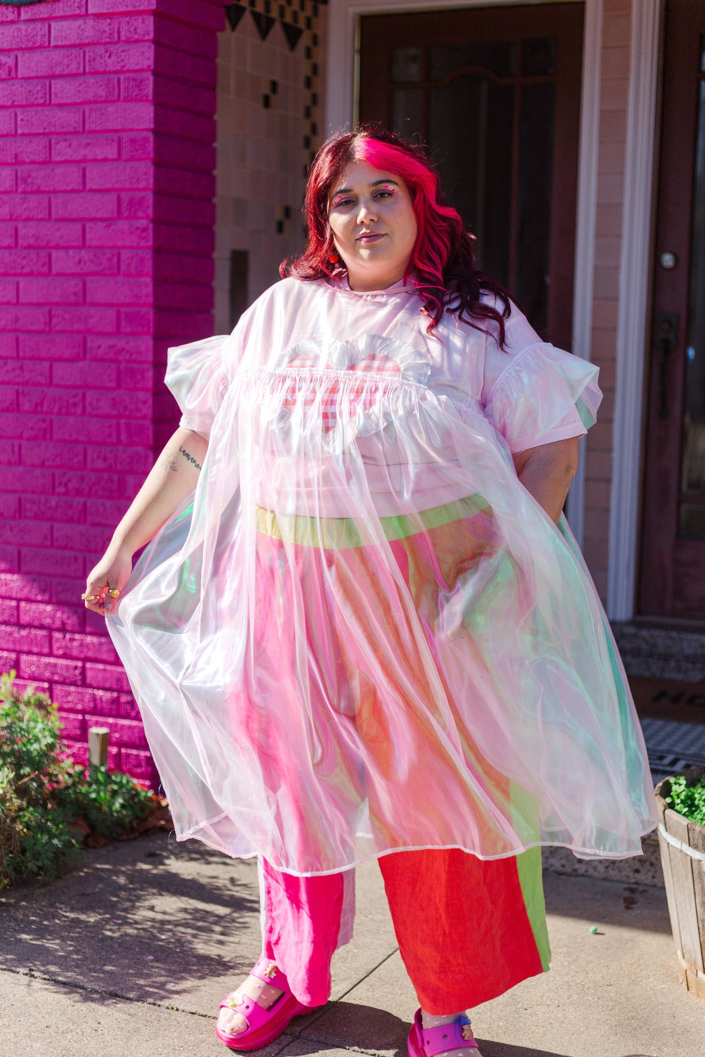 Size Inclusive Plus Size Ruffle Maxi Dress Sheer Pink