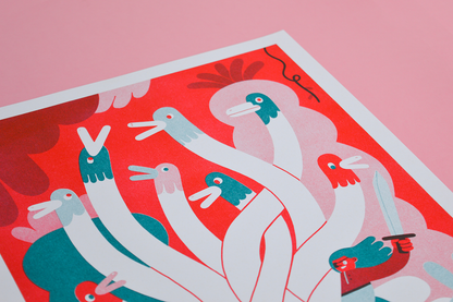 Duck Monster Risograph Print