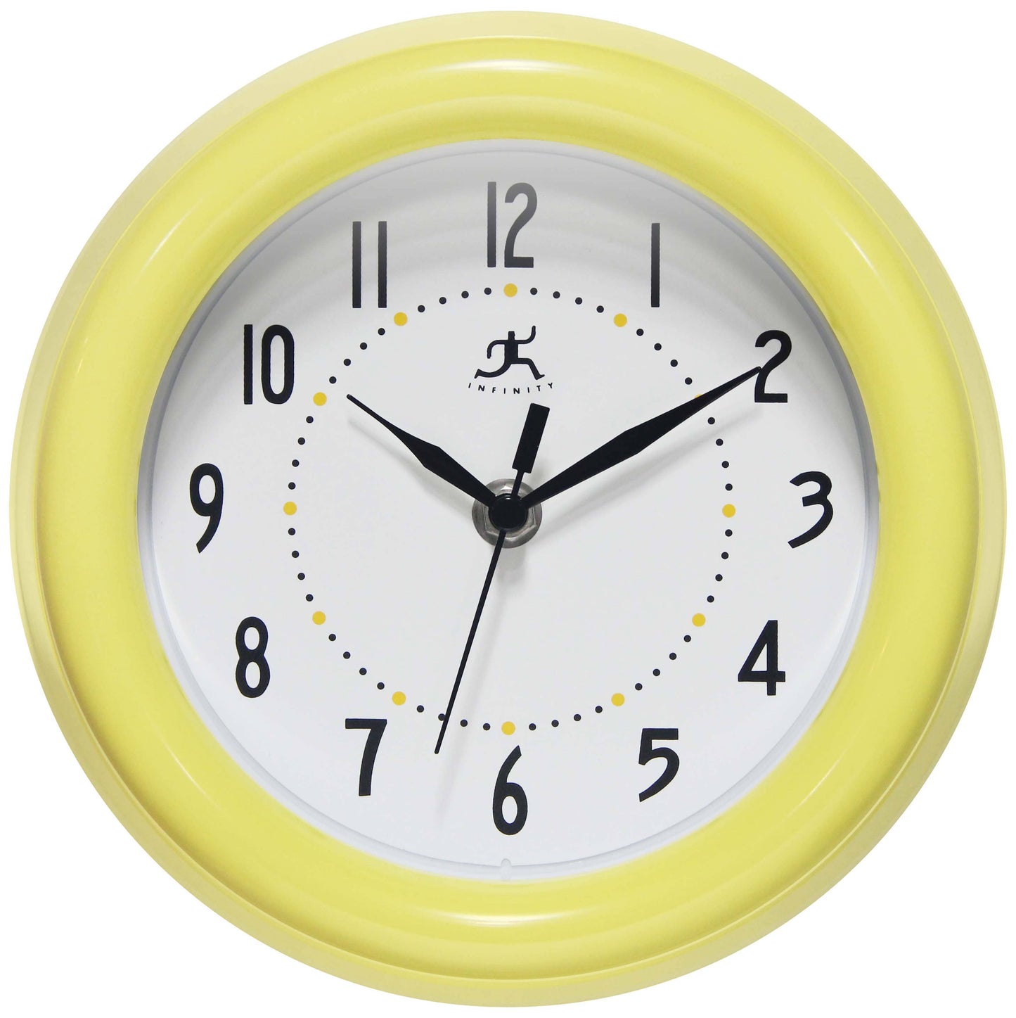 Round Yellow Indoor Wall Clock 8 Inch