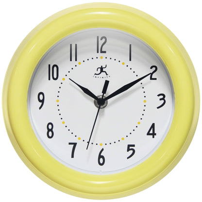 Round Yellow Indoor Wall Clock 8 Inch