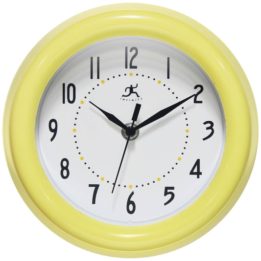 Round Yellow Indoor Wall Clock 8 Inch