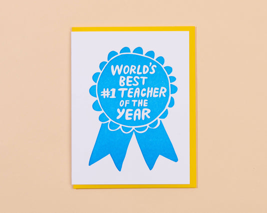 Teacher Appreciation Ribbon Thank You Letterpress Greeting Card