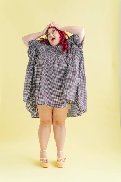 Size Inclusive Plus Size Ruffle Mini Dress Black Gingham