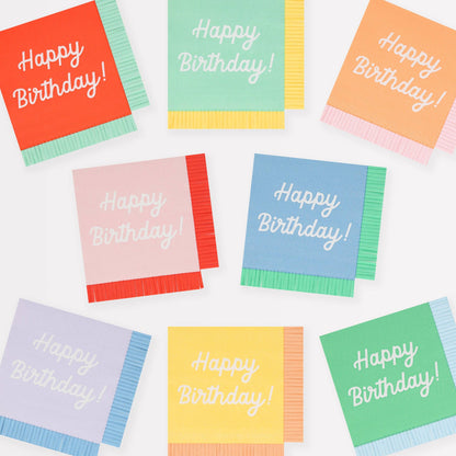 Mixed Happy Birthday Small Napkins