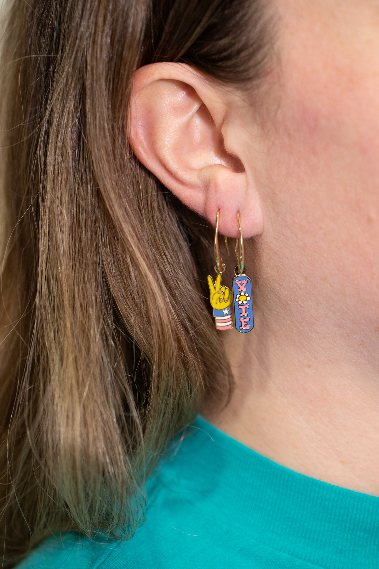 Vote Hoop Earrings - Gold Election Statement Jewelry