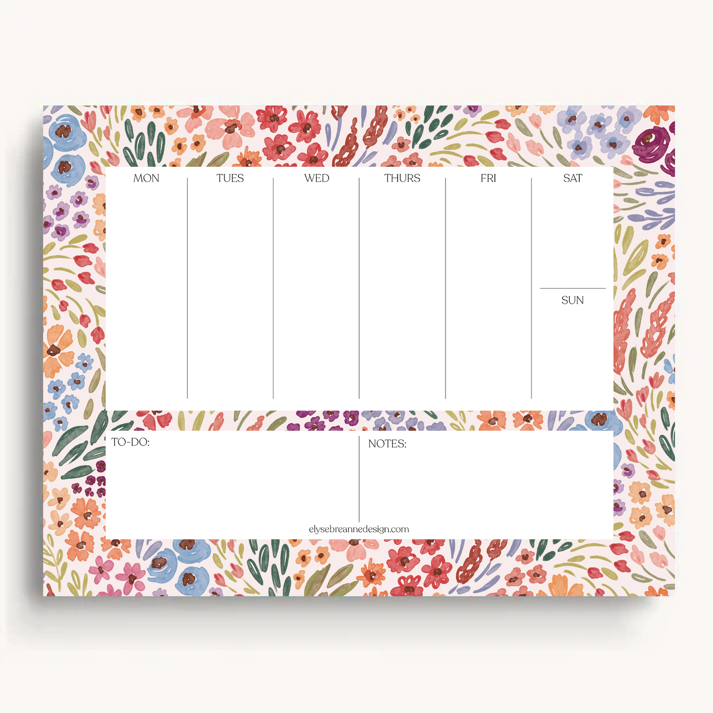 Floral Weekly Planner Notepad