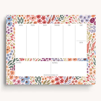 Floral Weekly Planner Notepad