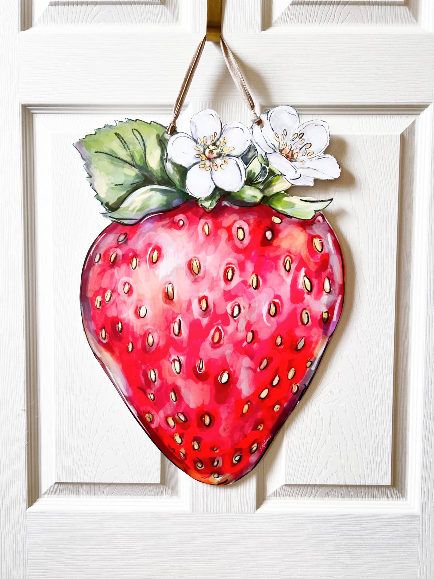 Strawberry Door Hanger Cute Spring Outdoor Fruit Decor