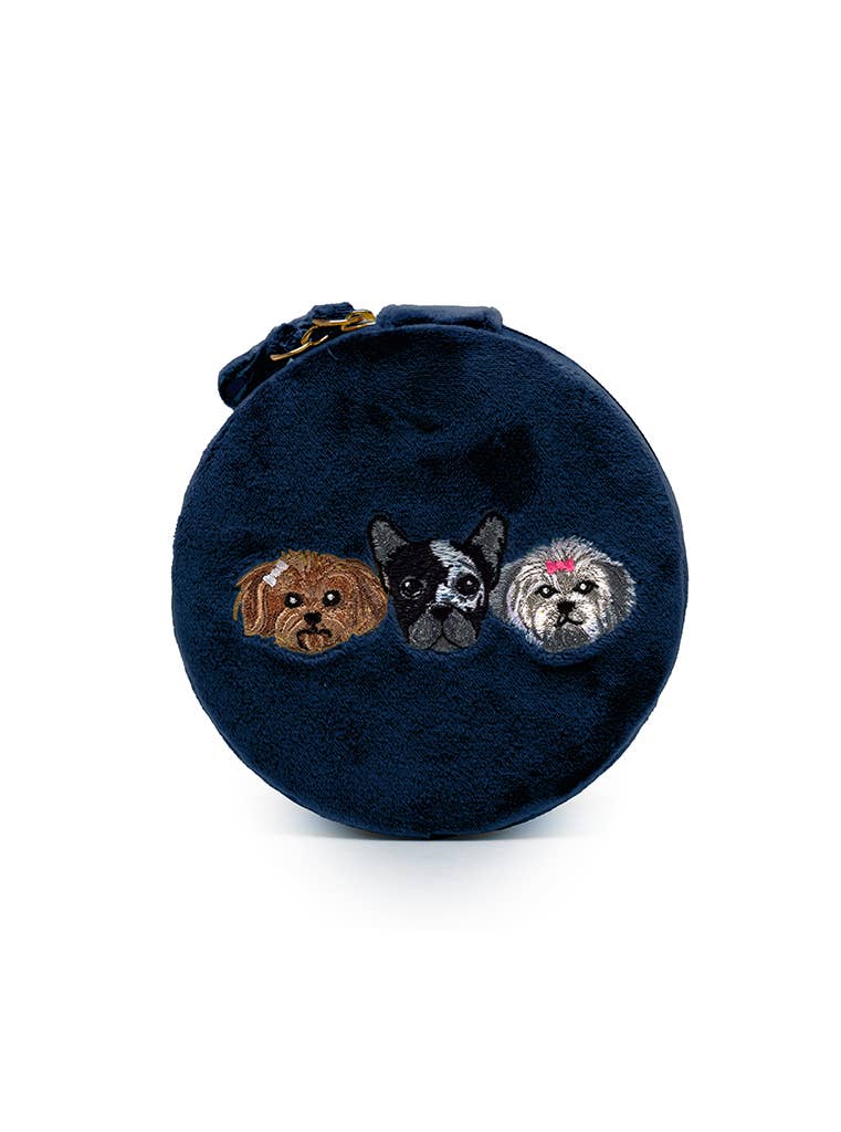 Velvet Jewelry Zip Case/Travel Organizer - Puppy Pals