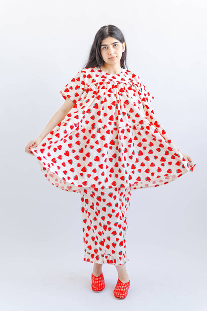Size Inclusive Plus Size Strawberry Print Tiered Mini Dress