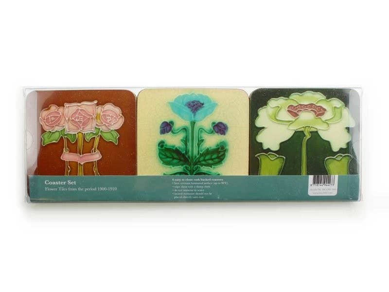 Coasters, Set Of 6, Art nouveau Tiles