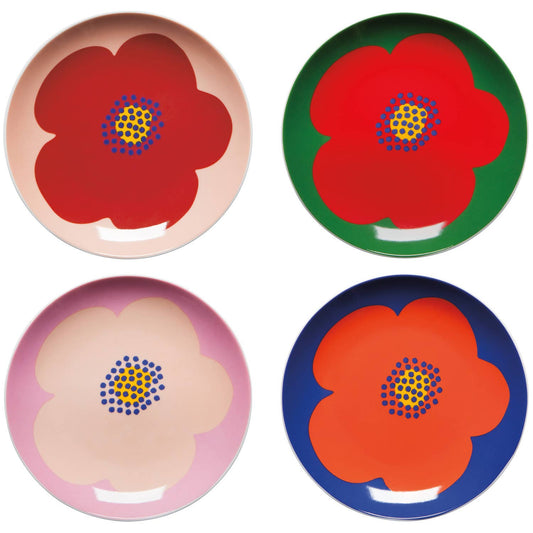 Poppy Appetizer Plates Set of 4 Assorted