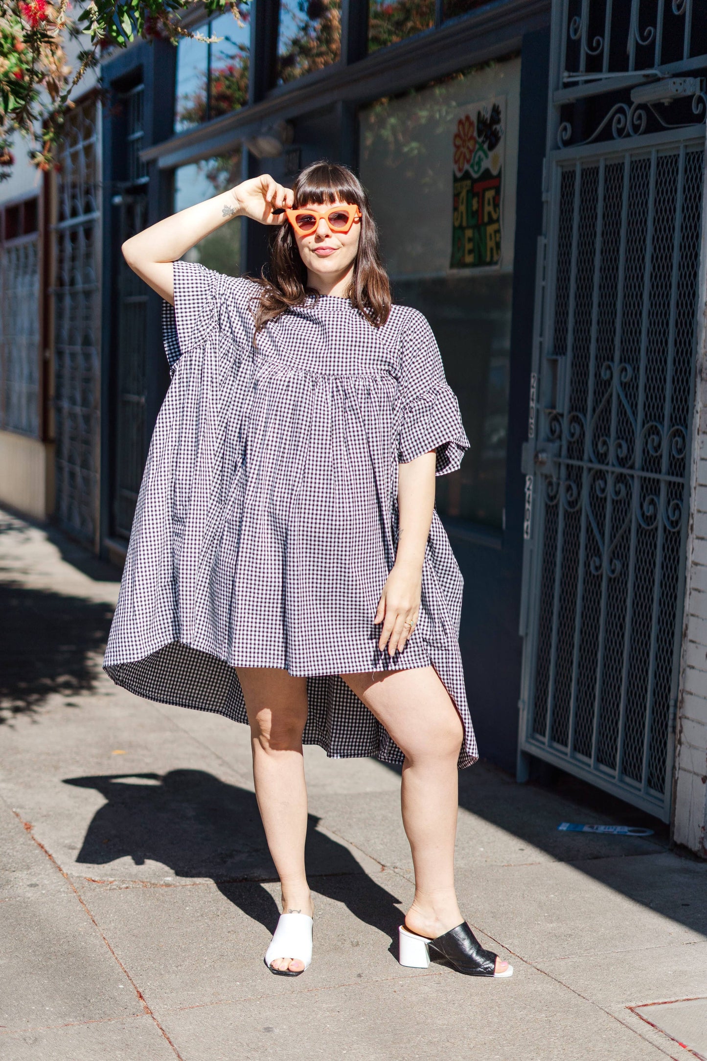 Size Inclusive Plus Size Ruffle Mini Dress Black Gingham