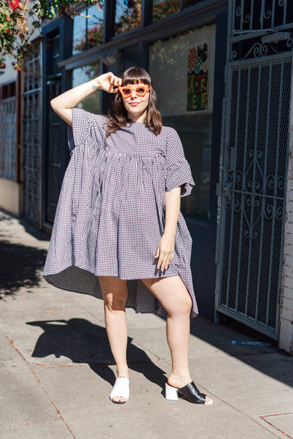 Size Inclusive Plus Size Ruffle Mini Dress Black Gingham
