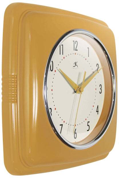 Retro Square Saffron Indoor Wall Clock 9.25 Inch