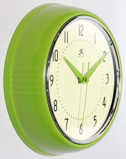 Retro Round Green Indoor Wall Clock 9.5 Inch