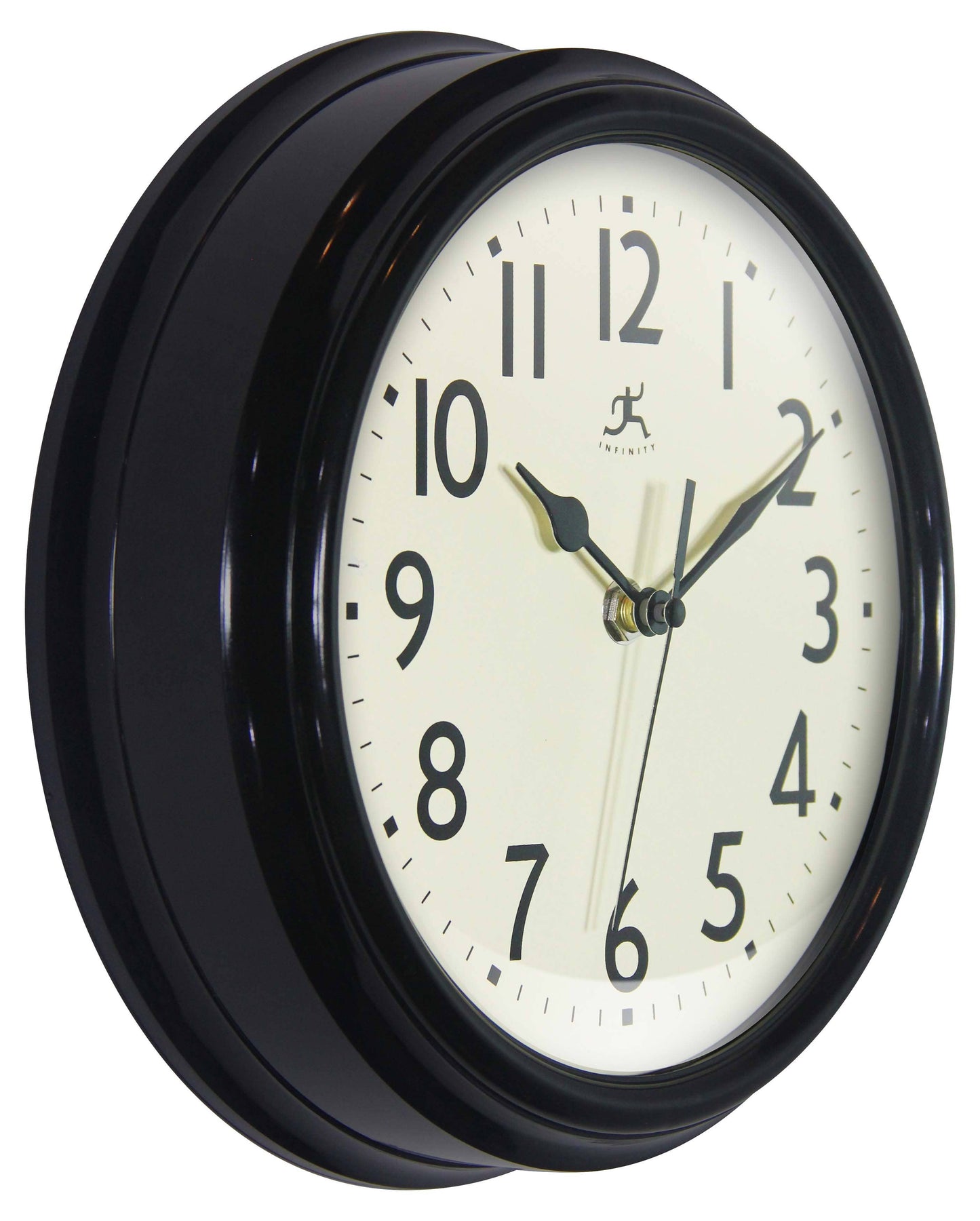 Midcentury/Modern Round Black Wall Clock 9.5 Inch