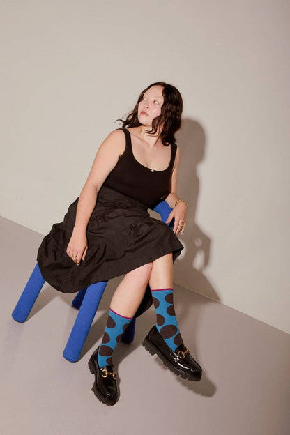 Sutro Bold Dot Crew Socks — Pacific