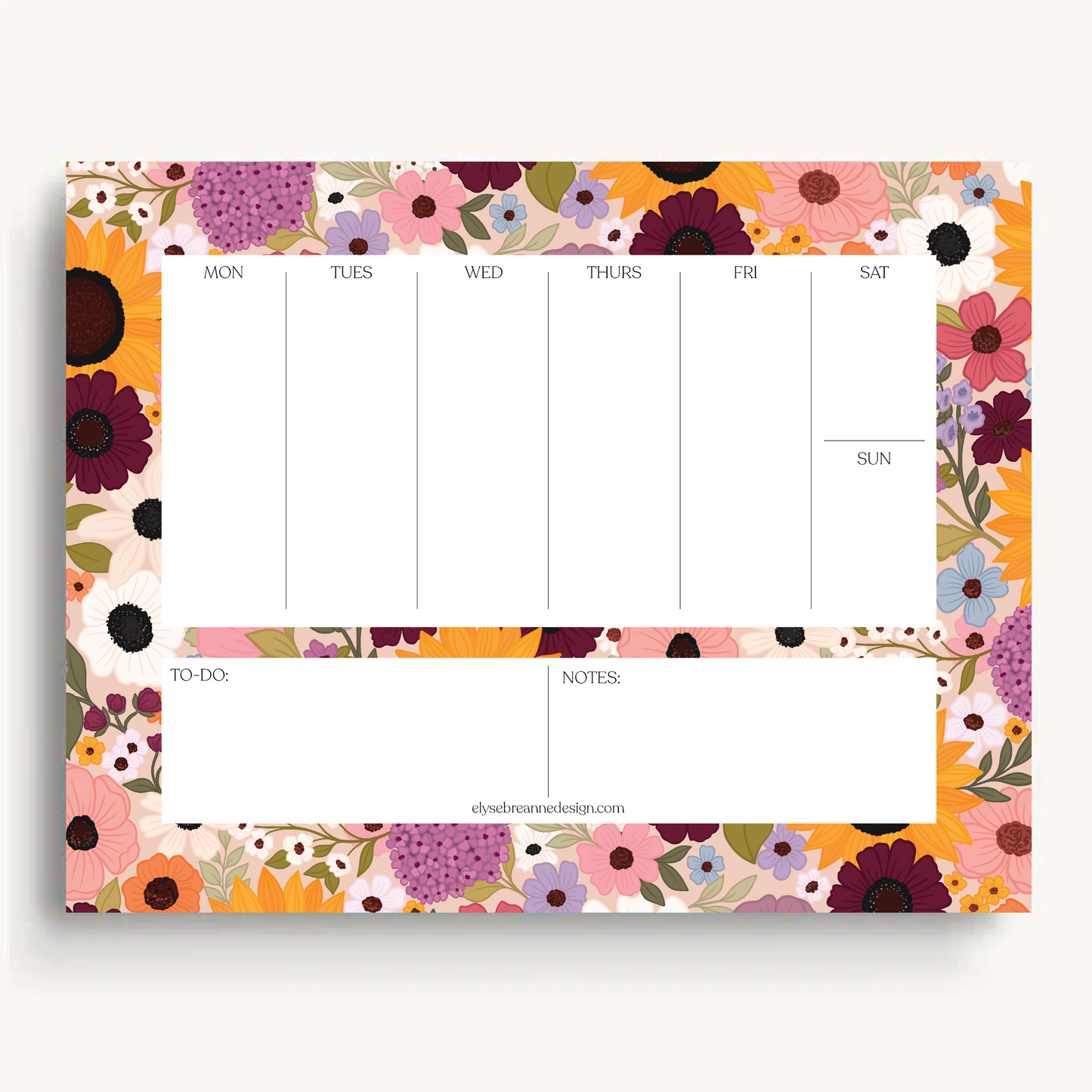 Floral Weekly Planner Notepad