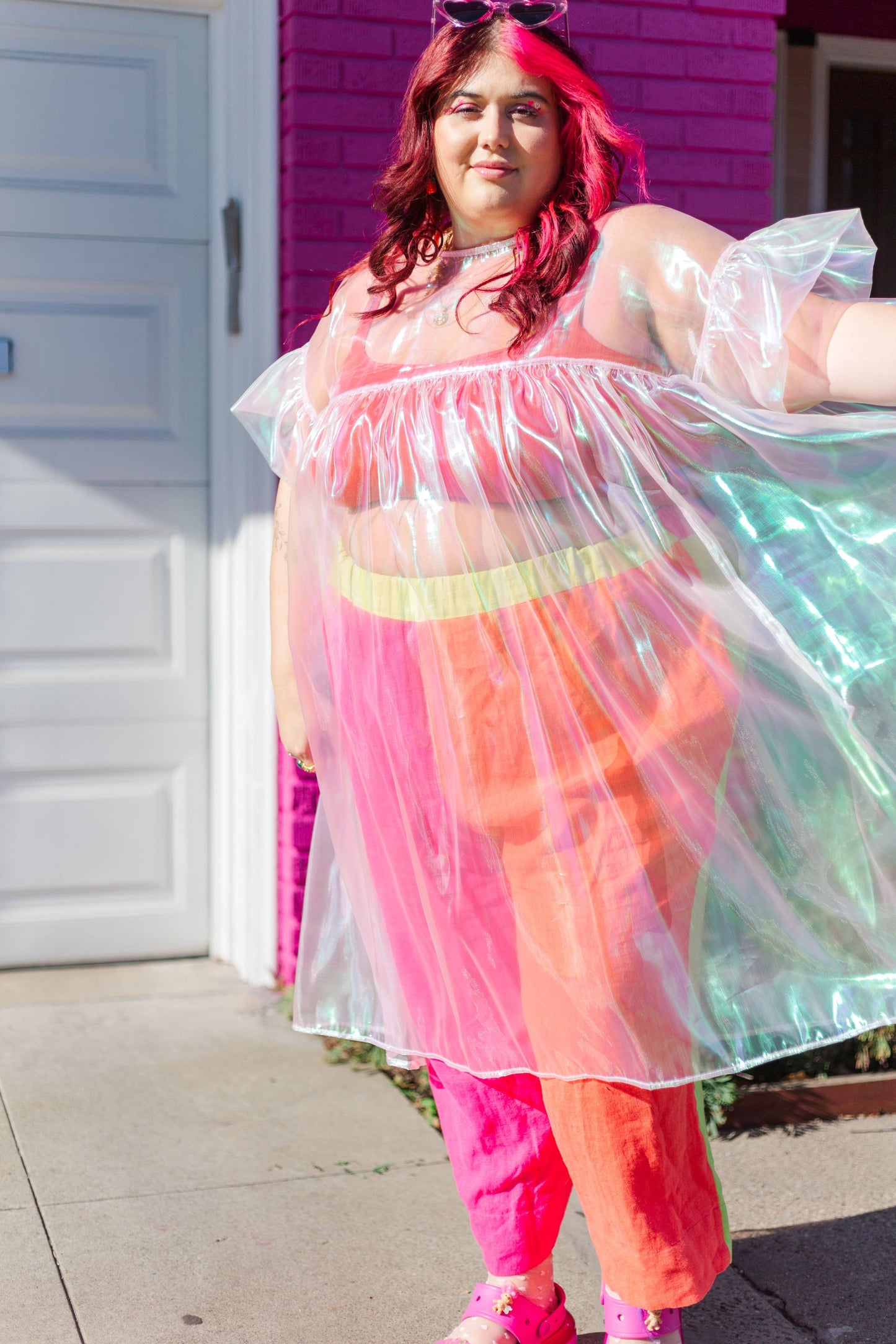 Size Inclusive Plus Size Ruffle Maxi Dress Sheer Pink