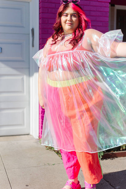 Size Inclusive Plus Size Ruffle Maxi Dress Sheer Pink