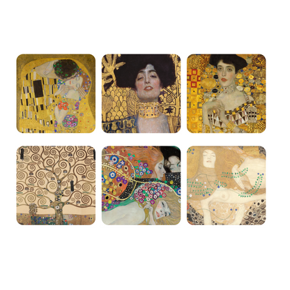 Coasters, set of 6, Masterpieces by Gustav Klimt