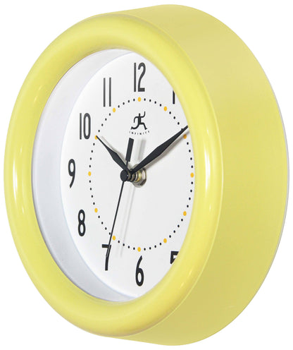 Round Yellow Indoor Wall Clock 8 Inch