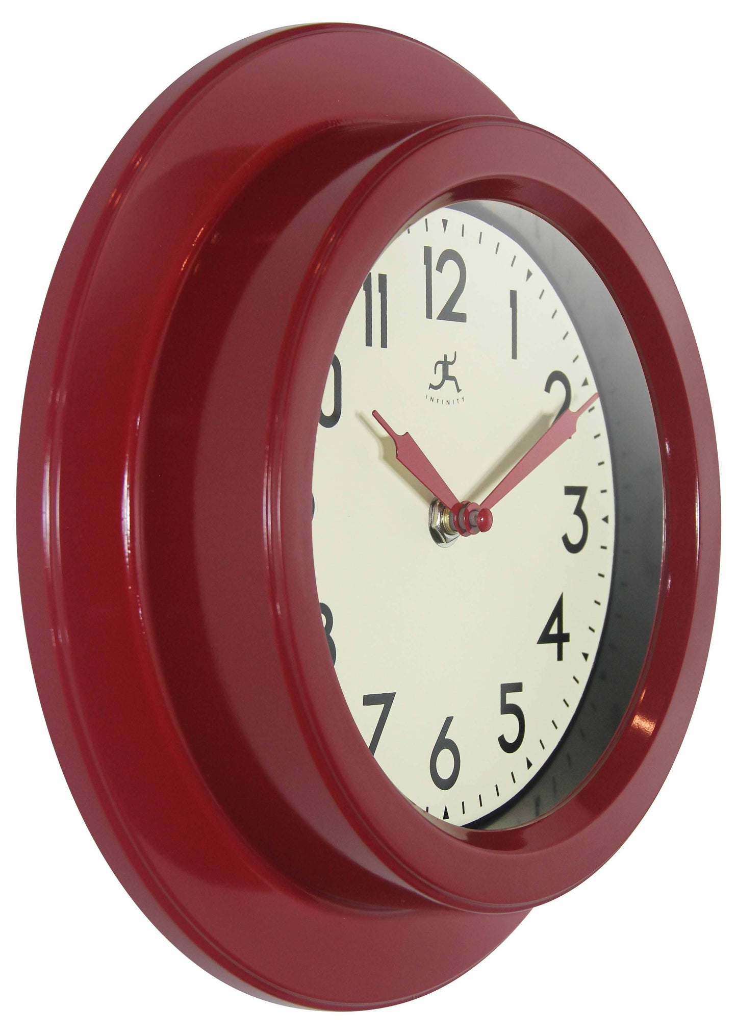 Midcentury/Modern Round Red Indoor Wall Clock 9.75 Inch