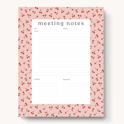 Floral Meeting Notes Notepad